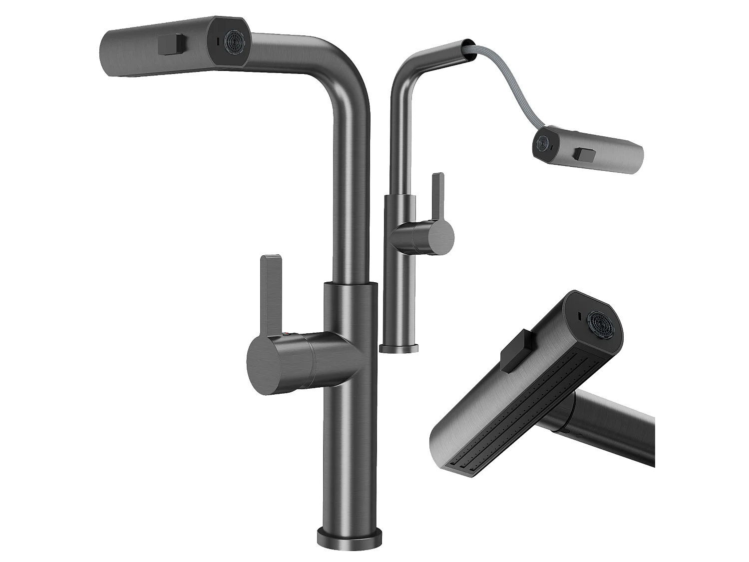 MÉLANGEUR DE CUISINE AVEC PISTOLET EXTRACTIBLE GRIS 3 JETS D'EAU ROBINET GIRO