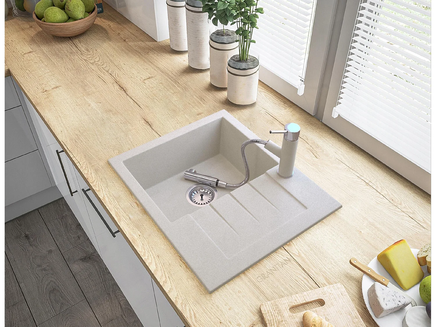 MÉLANGEUR DE CUISINE BEIGE POUR ÉVIER CADO