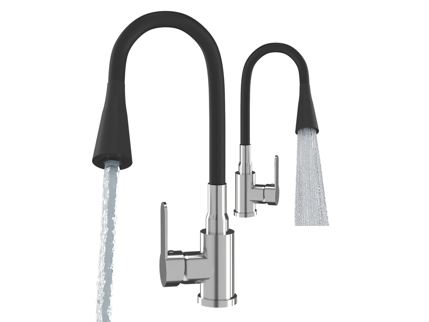 MÉLANGEUR DE CUISINE BEC FLEXIBLE NOIR ROBINET FLEXO BEC FLEXIBLE CHROMÉ