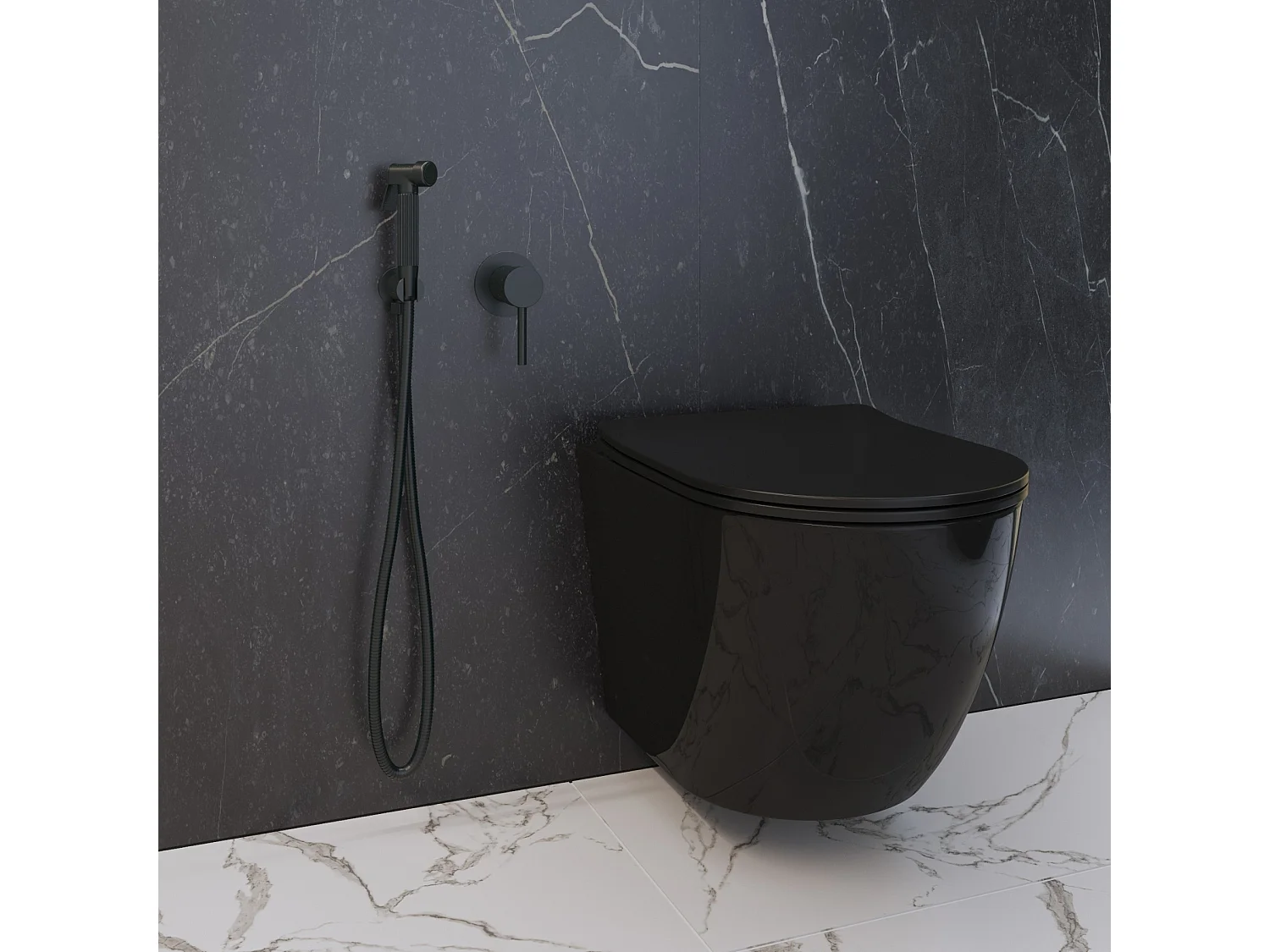 BIDETTA INSTALLATION ENCASTRÉE MITIGEUR DE SALLE DE BAIN LAITON BIDETTA DOUCHE KIVO NOIR