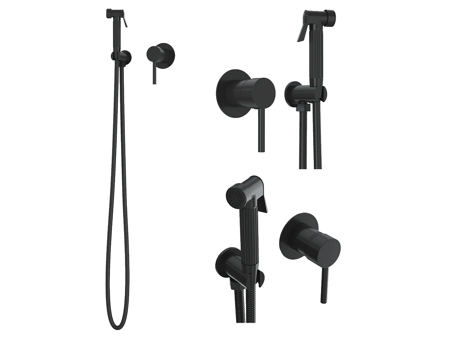 BIDETTA INSTALLATION ENCASTRÉE MITIGEUR DE SALLE DE BAIN LAITON BIDETTA DOUCHE KIVO NOIR