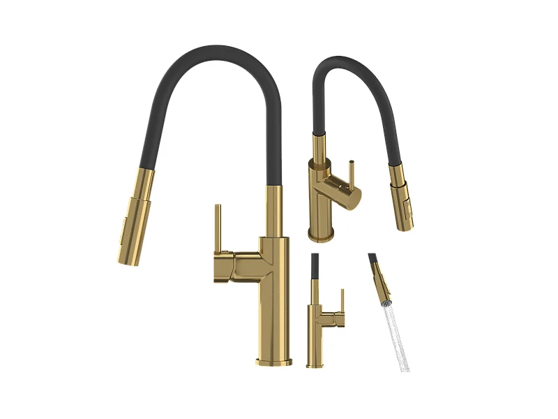 ROBINET DE CUISINE OR BROSSÉ ROBINET HAUTE FLEXIBILITÉ ÉVIER LONAR