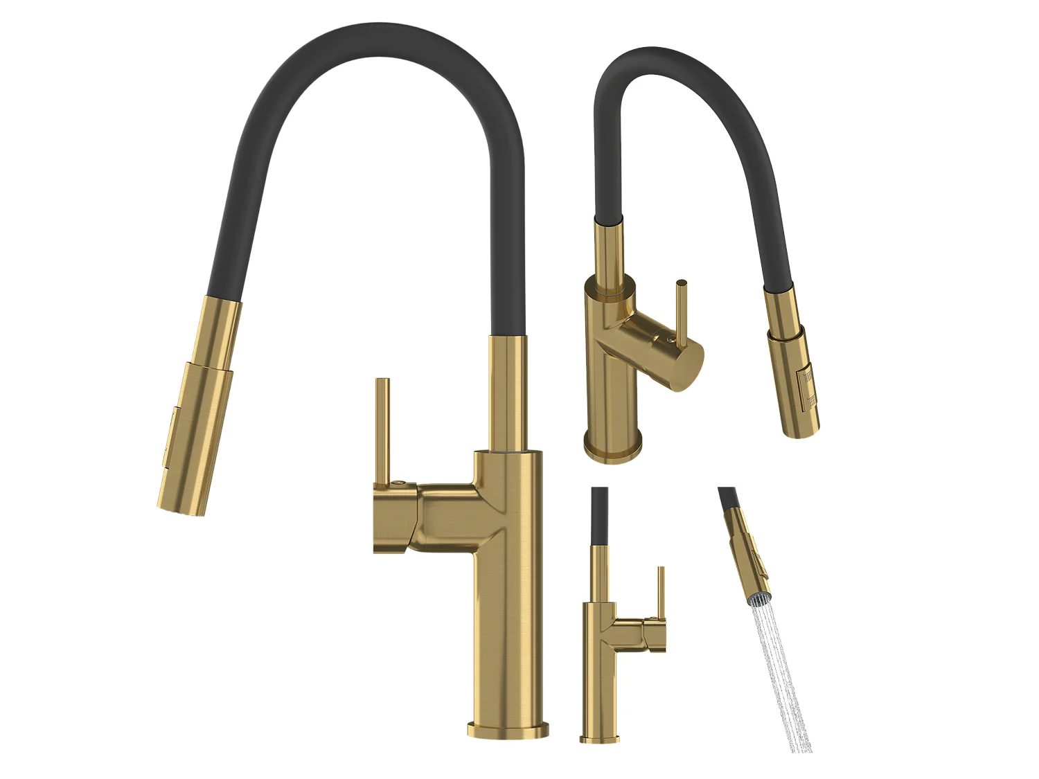 ROBINET DE CUISINE OR BROSSÉ ROBINET HAUTE FLEXIBILITÉ ÉVIER LONAR