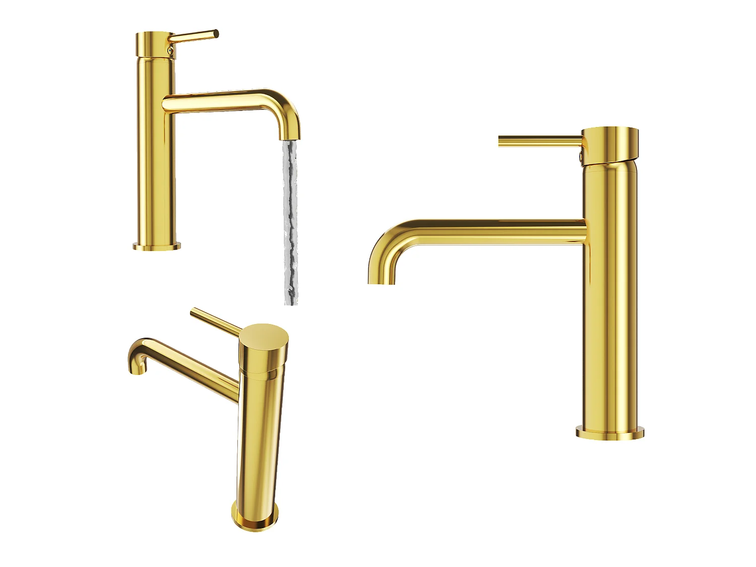 ROBINETTERIE MURALE POUR LAVABO CÉRAMIQUE BASSE OR KIVO