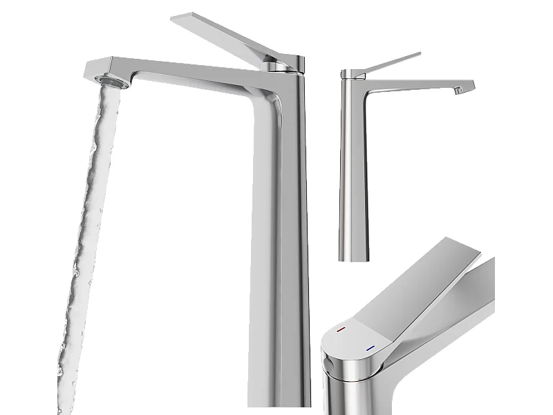MITIGEUR DE LAVABO ARGENTÉ HAUTE SALLE DE BAIN LAITON CHROME ROBINET SELVA