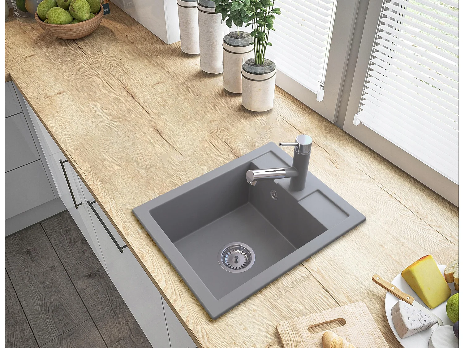 MÉLANGEUR DE CUISINE GRIS EXTRACTIBLE POUR ÉVIER CADO