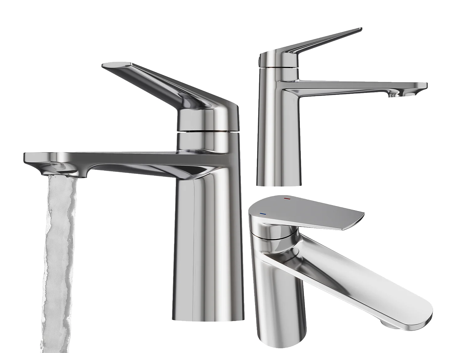 MITIGEUR DE LAVABO LAITON BAS ARGENTÉ ROBINET DE SALLE DE BAIN CHROME NAVE