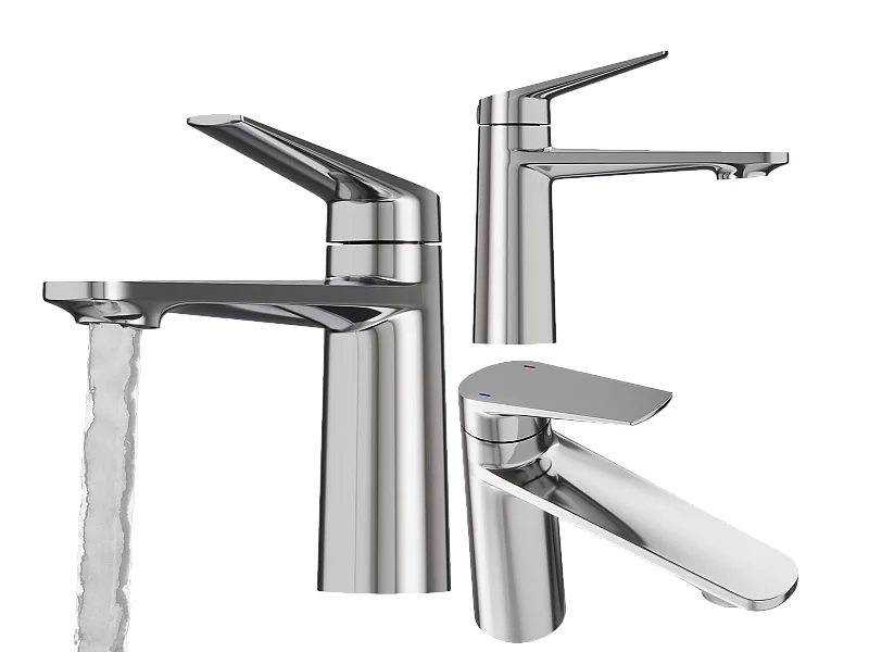 MITIGEUR DE LAVABO LAITON BAS ARGENTÉ ROBINET DE SALLE DE BAIN CHROME NAVE