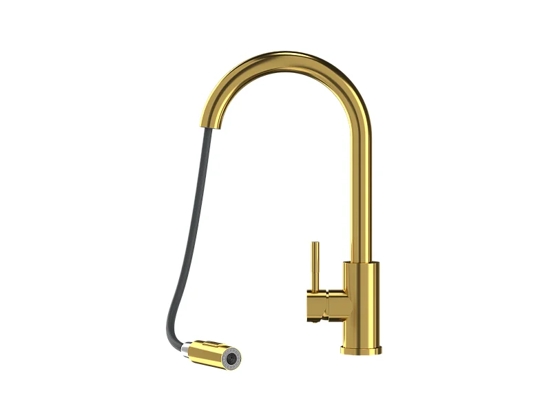 MITIGEUR DE CUISINE BEC EXTRACTIBLE OR ROBINET EN ACIER LOSETO GOLD