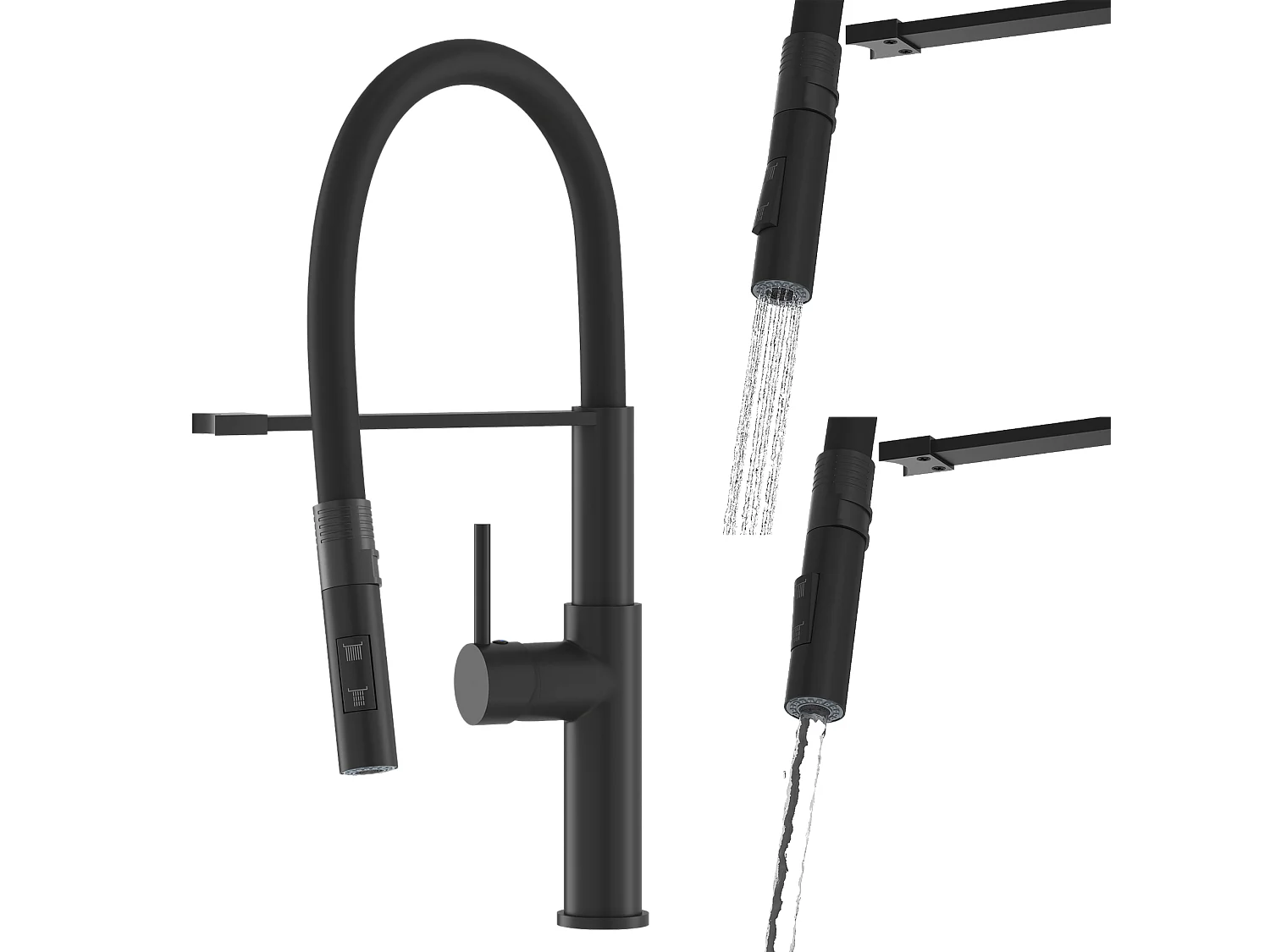 ROBINET DE CUISINE BEC FLEXIBLE NOIR ROBINET DE CUISINE BEC FLEXIBLE SORIA