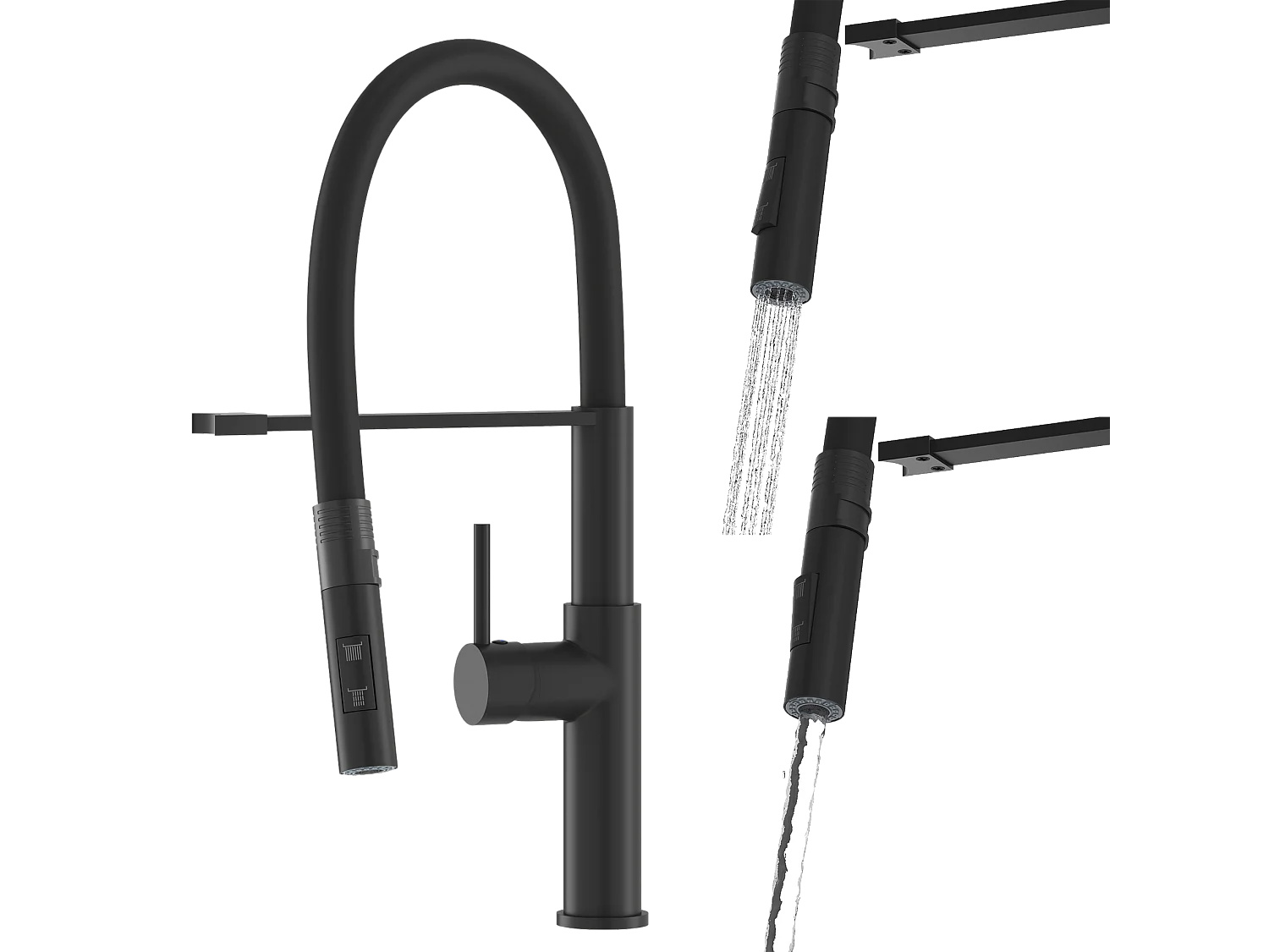 ROBINET DE CUISINE BEC FLEXIBLE NOIR ROBINET DE CUISINE BEC FLEXIBLE SORIA