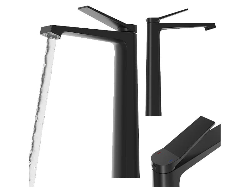 ROBINET DE LAVABO NOIR HAUTE SALLE DE BAIN LAITON ROBINET MODERNE SELVA