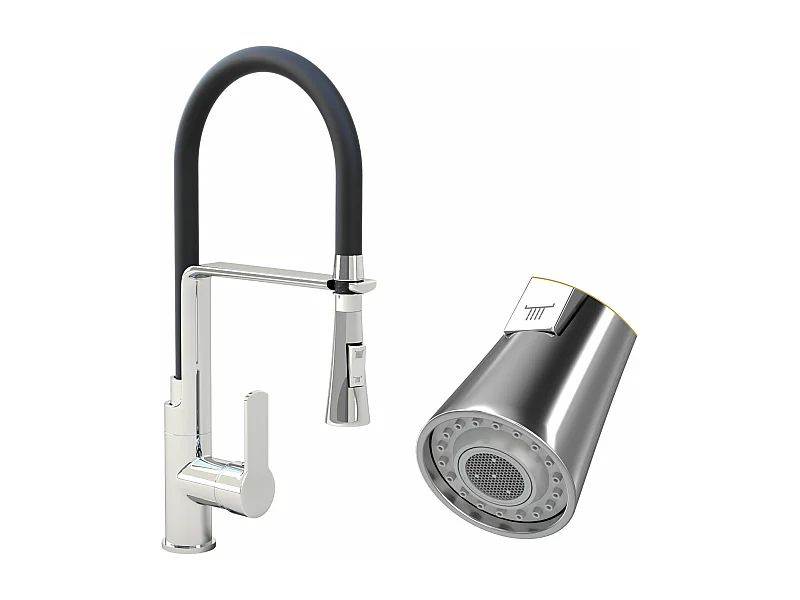 MITIGEUR DE CUISINE AVEC DOUCHETTE EXTRACTIBLE CHROME ROBINET DOUBLE FONCTION SILVER VEGAS