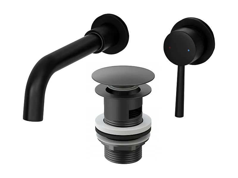 MITIGEUR DE LAVABO POUR MONTAGE ENCASTRÉ ROBINET KIVO NOIR CLICK-CLACK AVEC BEC