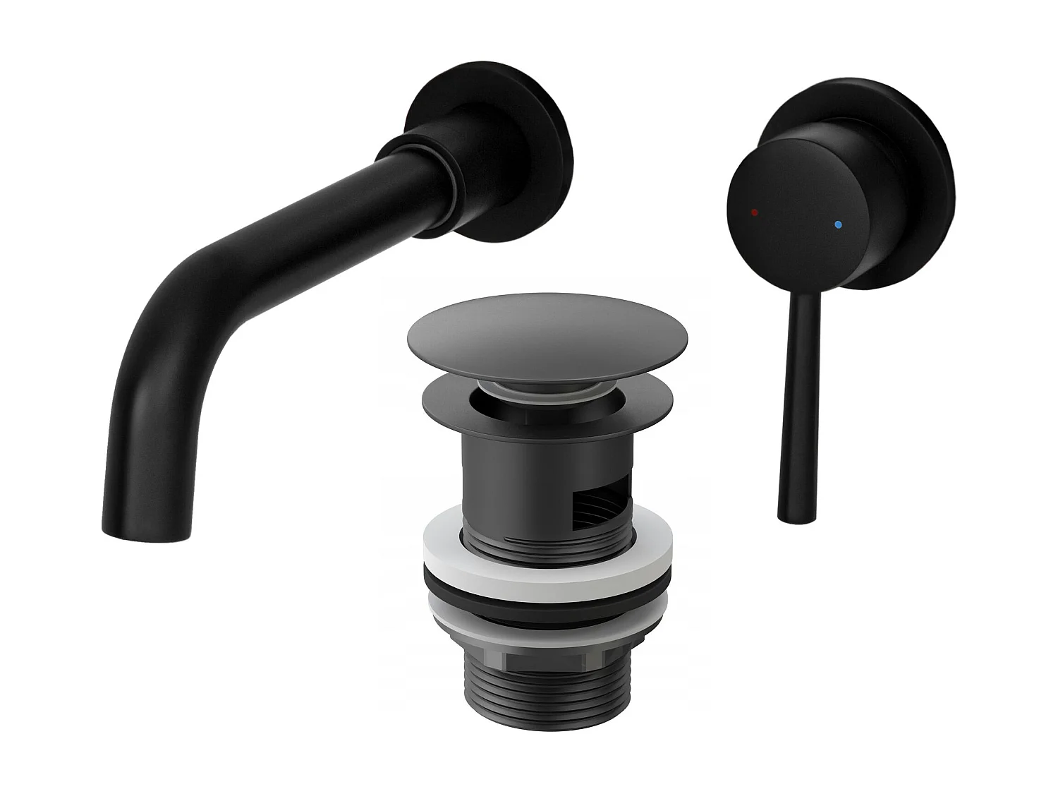 MITIGEUR DE LAVABO POUR MONTAGE ENCASTRÉ ROBINET KIVO NOIR CLICK-CLACK AVEC BEC