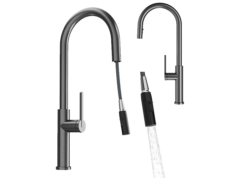 Robinet de Cuisine Prati avec Bec Extractible Gris Double Fonction