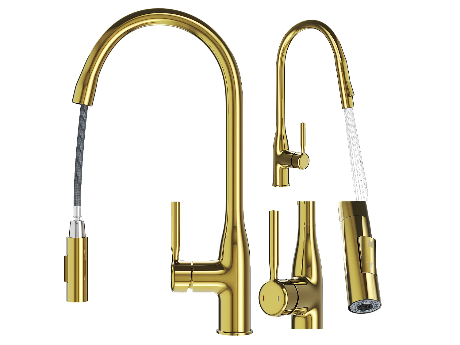 ROBINET DE CUISINE À BEC EXTRACTIBLE OR DOUBLE FONCTION FOSSA MODERNE