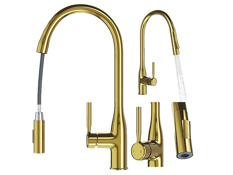 ROBINET DE CUISINE À BEC EXTRACTIBLE OR DOUBLE FONCTION FOSSA MODERNE
