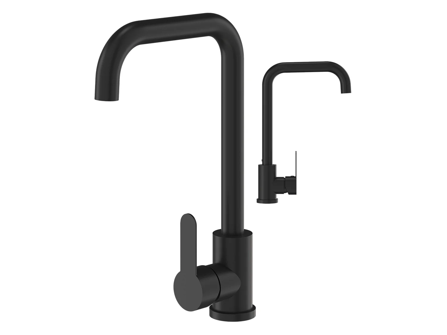 ROBINET DE CUISINE POUR ÉVIER NOIR ROBINET HAUT ACIER ARRONDI