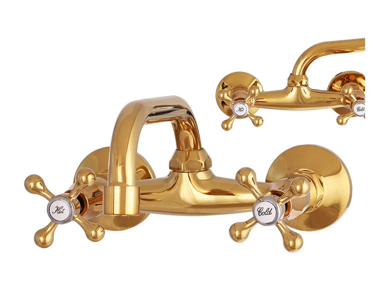 ÉVIER DE CUISINE RÉTRO MURAL MÉLANGEUR OR CLASSIQUE