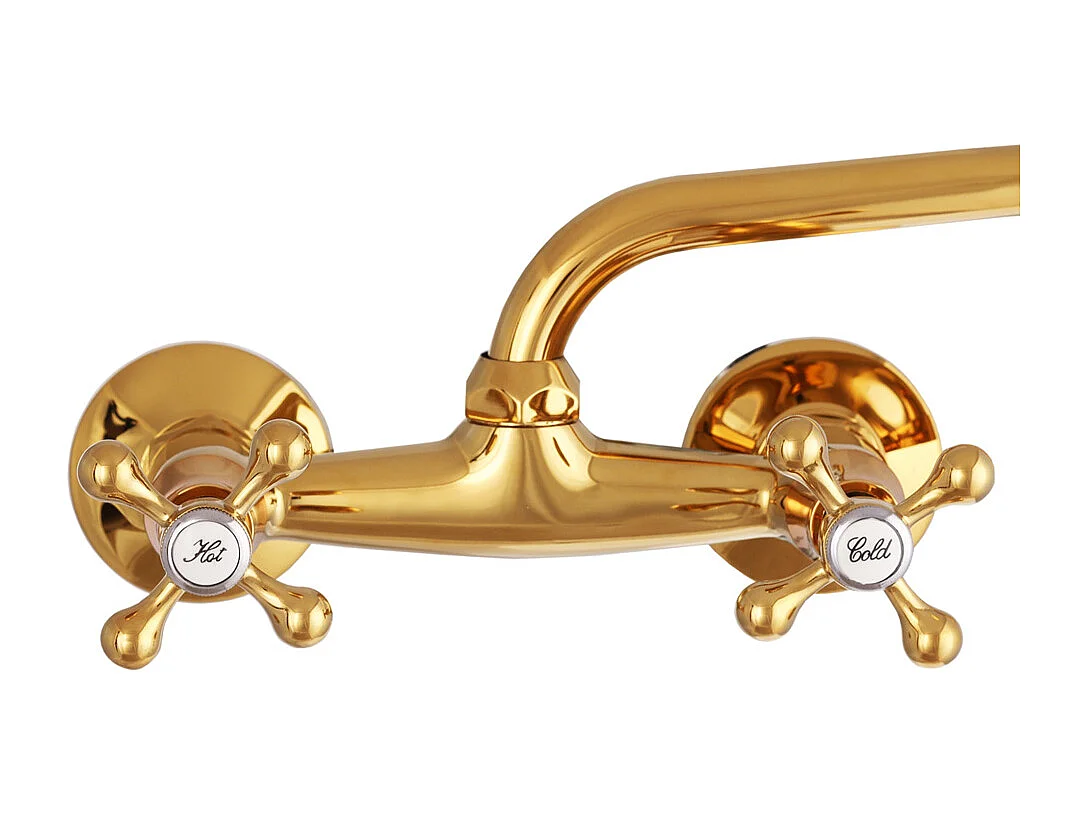 ÉVIER DE CUISINE RÉTRO MURAL MÉLANGEUR OR CLASSIQUE