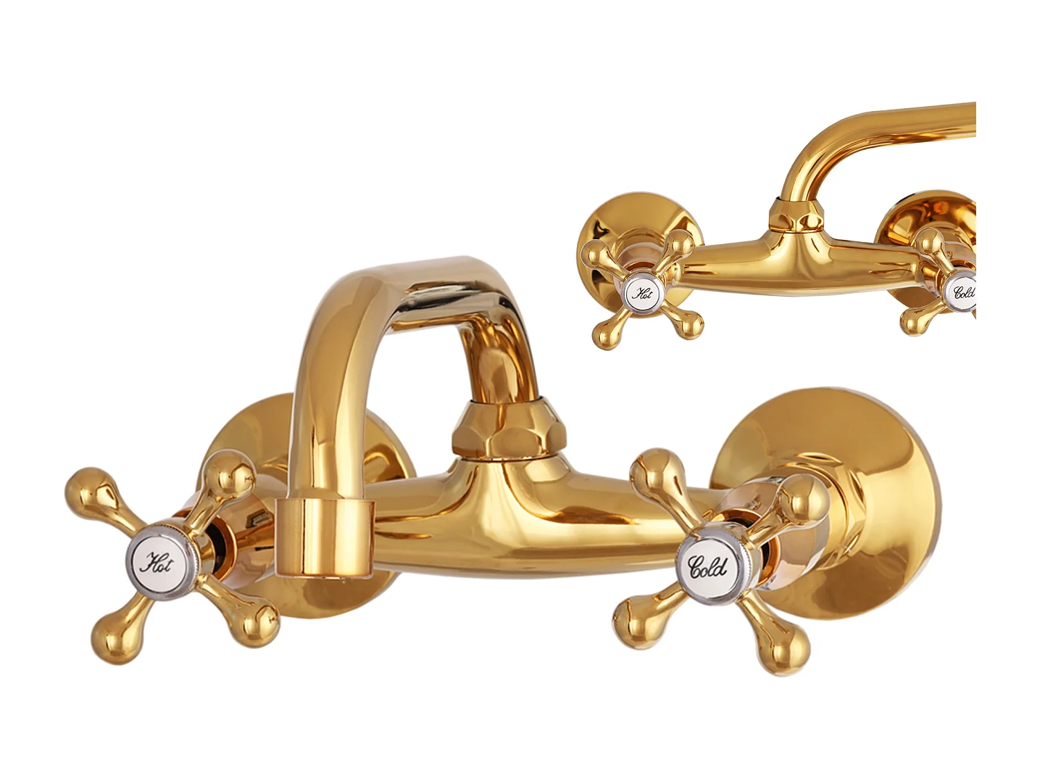 ÉVIER DE CUISINE RÉTRO MURAL MÉLANGEUR OR CLASSIQUE