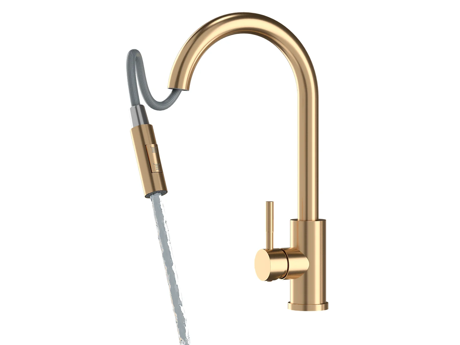 MITIGEUR DE CUISINE BEC EXTRACTIBLE OR ROBINET EN ACIER LOSETO BRUSHED GOLD