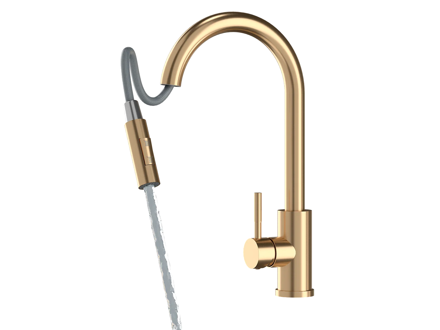 MITIGEUR DE CUISINE BEC EXTRACTIBLE OR ROBINET EN ACIER LOSETO BRUSHED GOLD