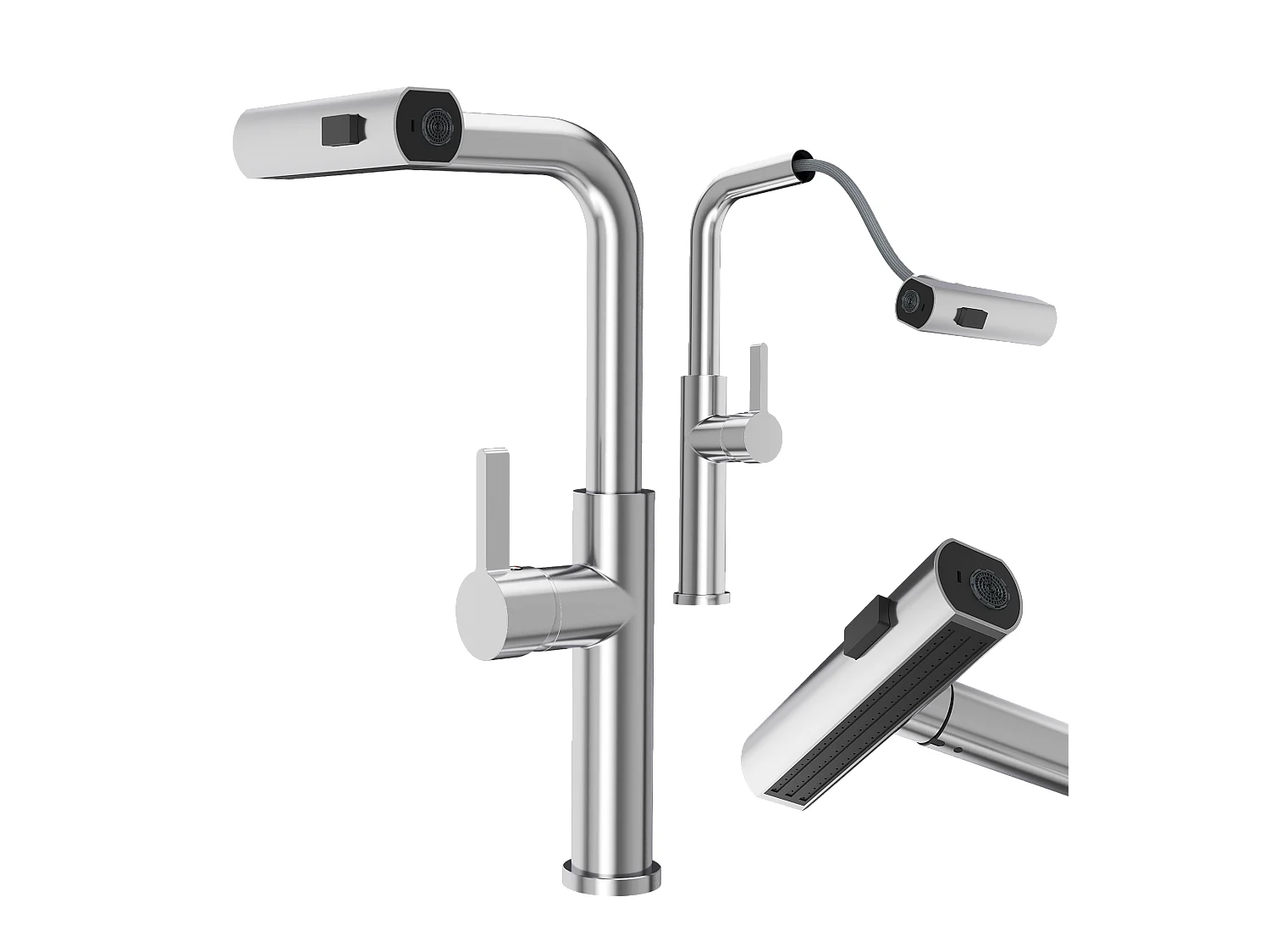 MÉLANGEUR DE CUISINE AVEC DOUCHETTE EXTRACTIBLE CHROME 3 JETS D'EAU ROBINET GIRO