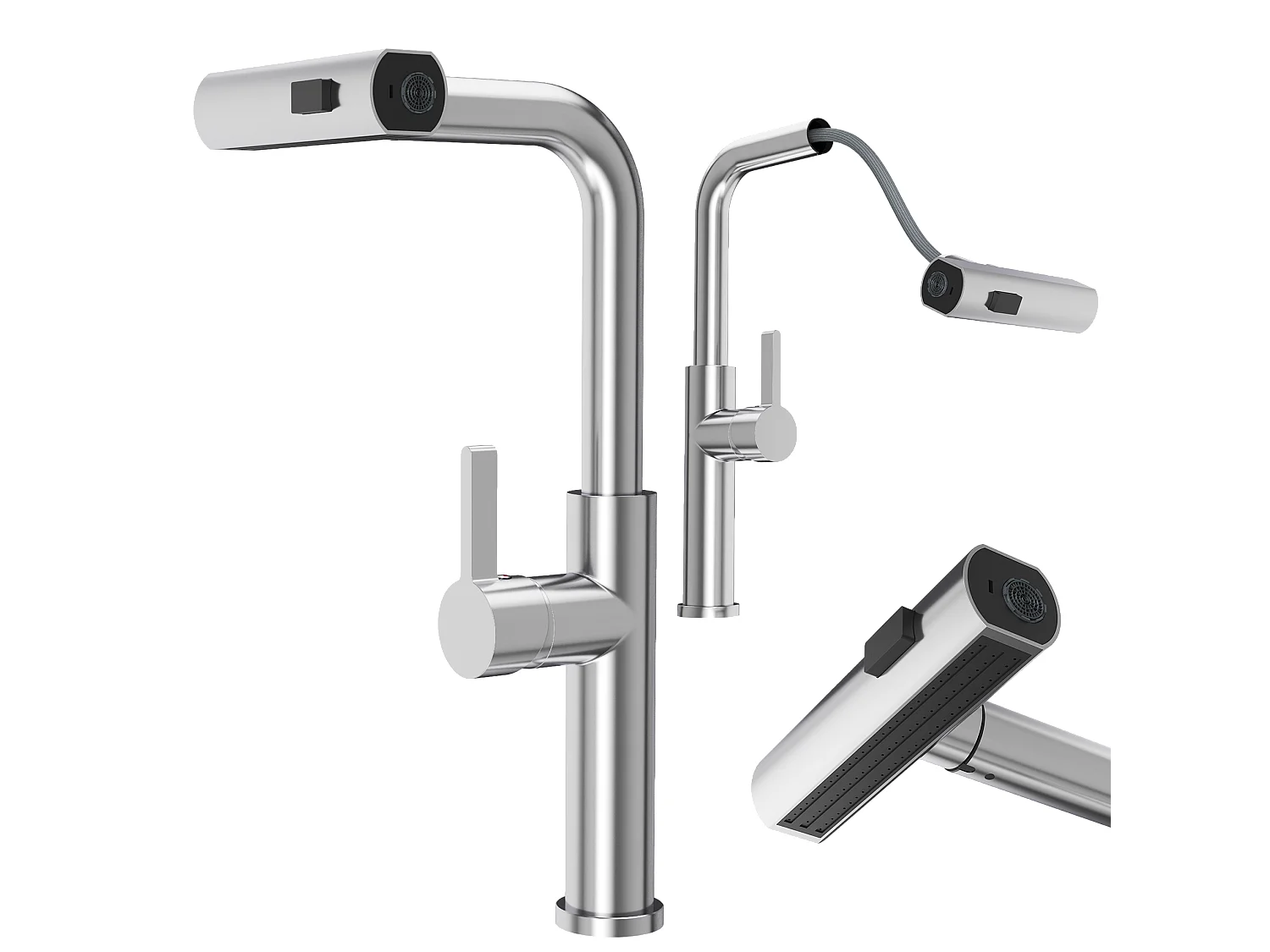 MÉLANGEUR DE CUISINE AVEC DOUCHETTE EXTRACTIBLE CHROME 3 JETS D'EAU ROBINET GIRO