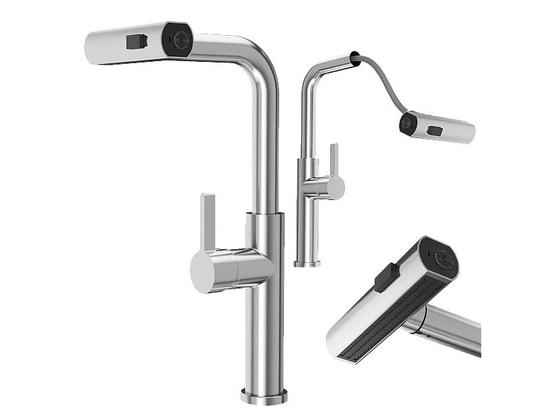 MÉLANGEUR DE CUISINE AVEC DOUCHETTE EXTRACTIBLE CHROME 3 JETS D'EAU ROBINET GIRO