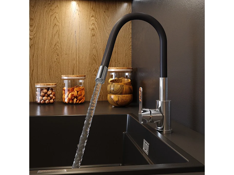 ROBINETTERIE DE CUISINE CHROME BEC FLEXIBLE GRADO