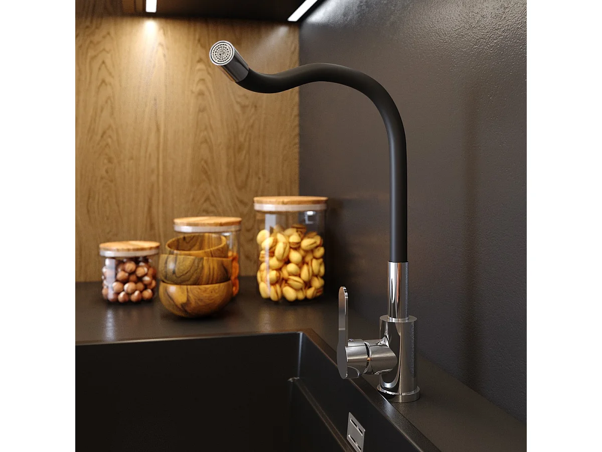 ROBINETTERIE DE CUISINE CHROME BEC FLEXIBLE GRADO