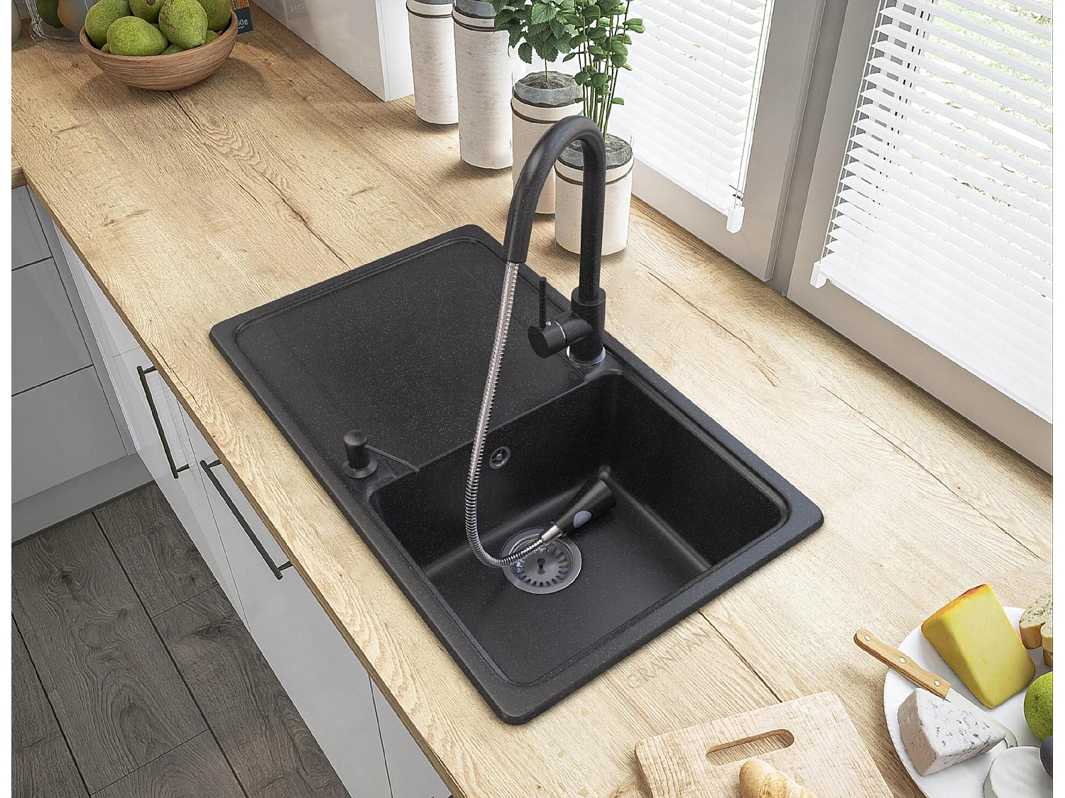 MITIGEUR BEC EXTRACTIBLE ÉVIER GRANIT GRANIT 6