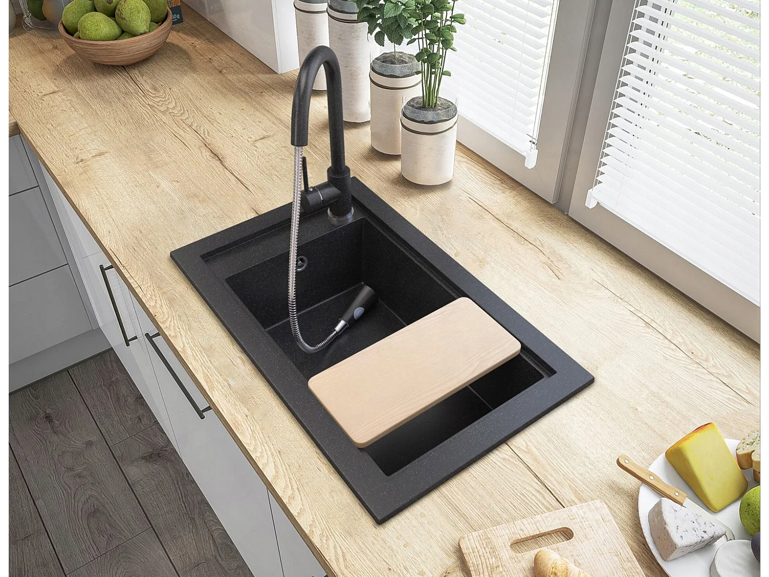 MITIGEUR BEC EXTRACTIBLE ÉVIER GRANIT GRANIT 6