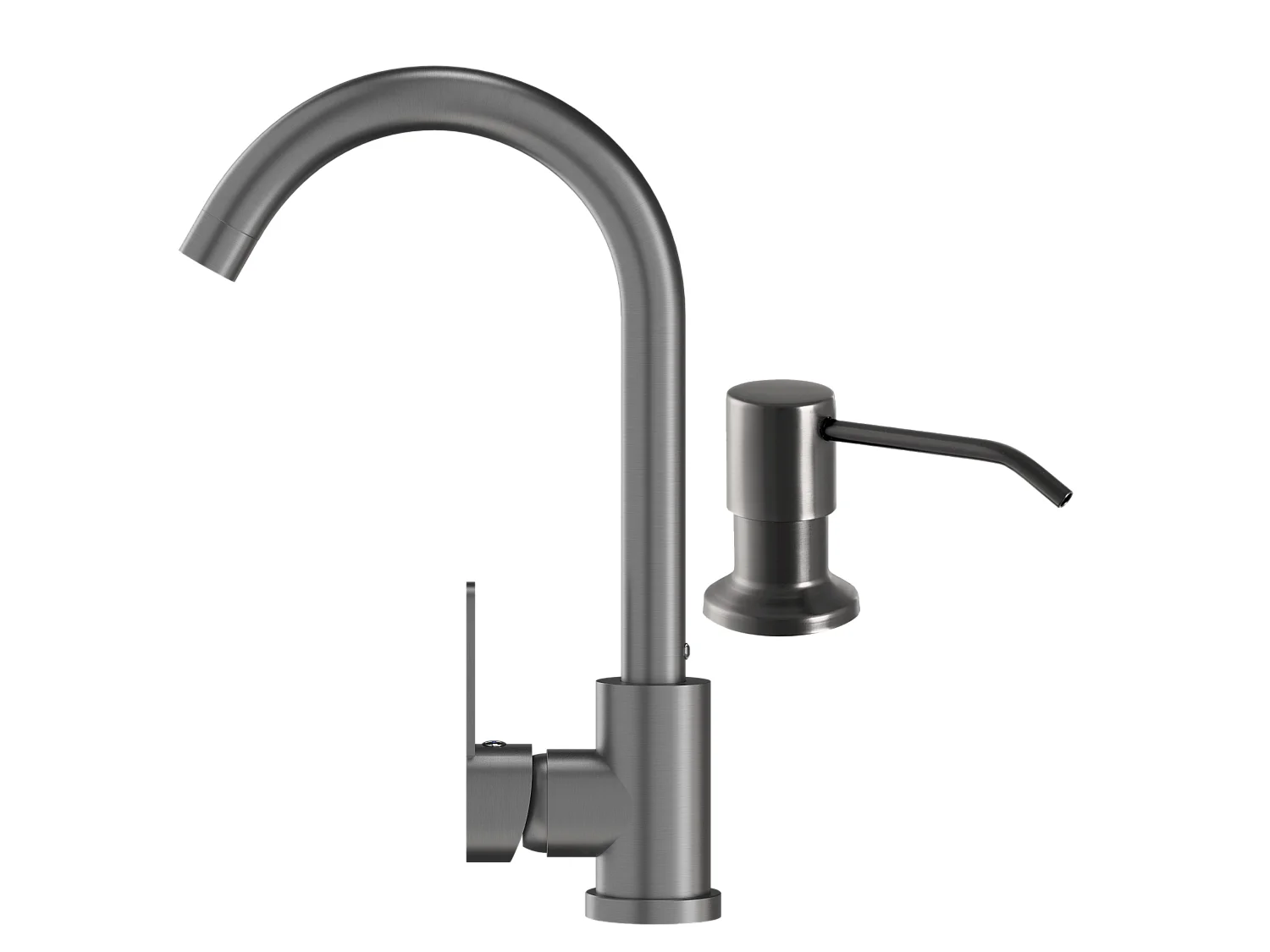 MÉLANGEUR DE CUISINE + DISTRIBUTEUR ROND GUN GREY METALLIC ROBINET PRESTIGE ÉVIER