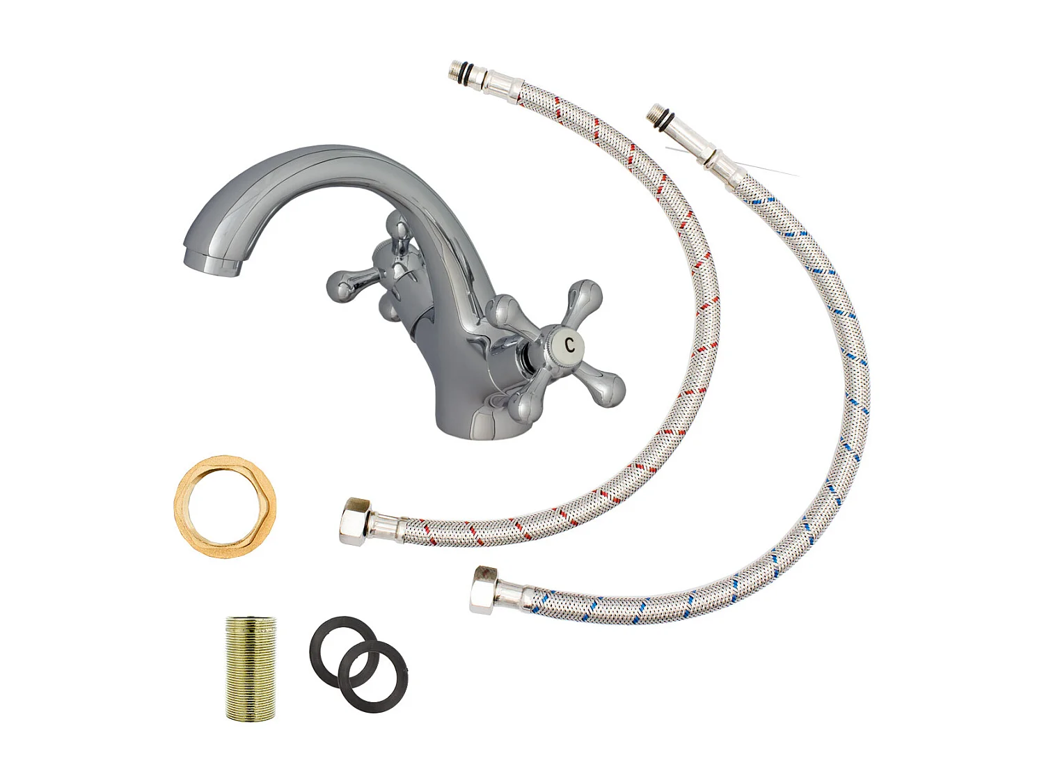 ROBINETTERIE MURALE POUR LAVABO RETRO CHROME