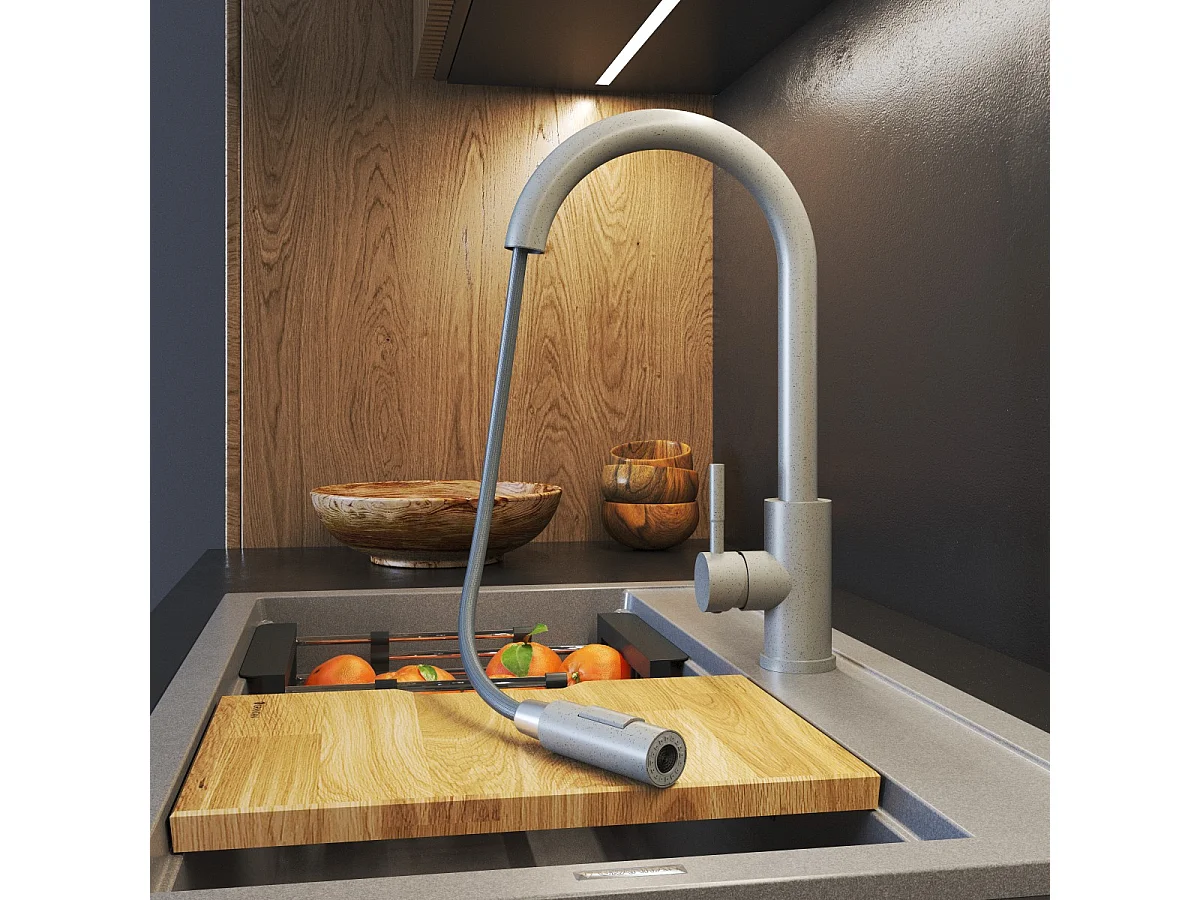 ROBINET DE CUISINE À BEC EXTRACTIBLE EN ACIER BEIGE ROBINET DE CUISINE LOSETO