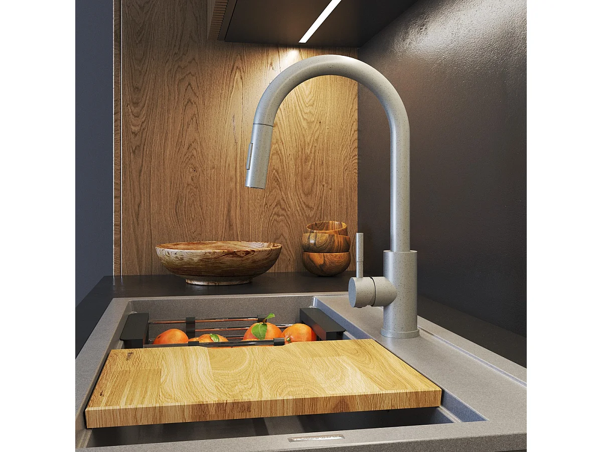 ROBINET DE CUISINE À BEC EXTRACTIBLE EN ACIER BEIGE ROBINET DE CUISINE LOSETO