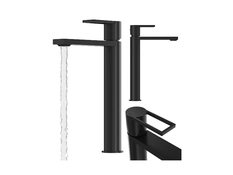 MITIGEUR DE LAVABO NOIR HAUTE SALLE DE BAIN LAITON ROBINET SUR PIED ARMA