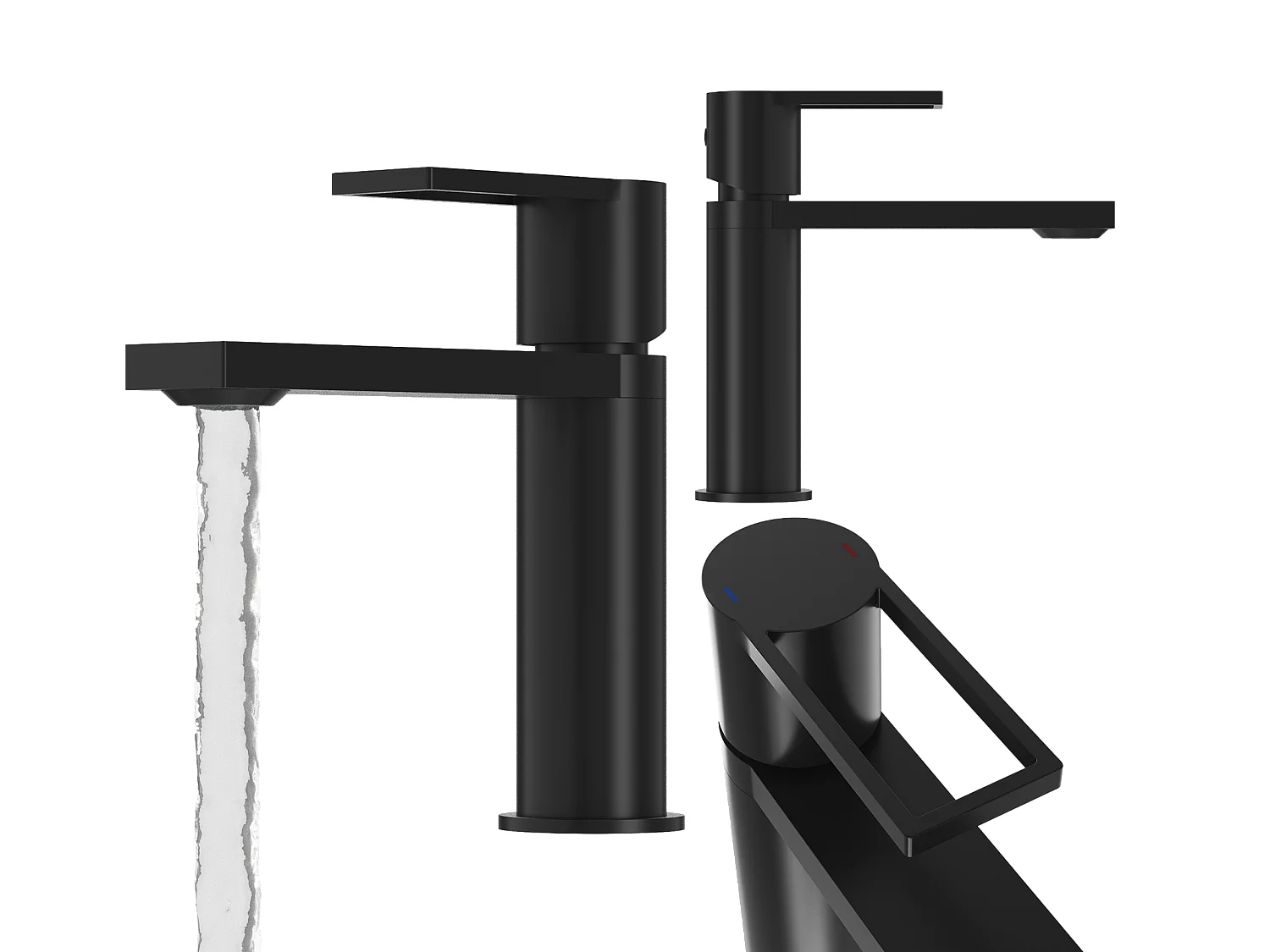 MITIGEUR DE LAVABO NOIR MODERNE SALLE DE BAIN BAS ROBINET EN LAITON ARMA