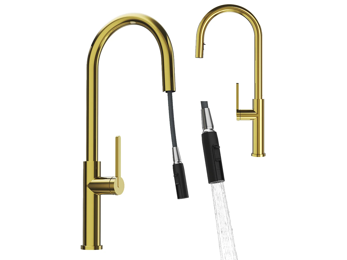 MITIGEUR DE CUISINE AVEC DOUCHETTE EXTRACTIBLE GOLD HIGH PRATI ROBINET DOUBLE FONCTION