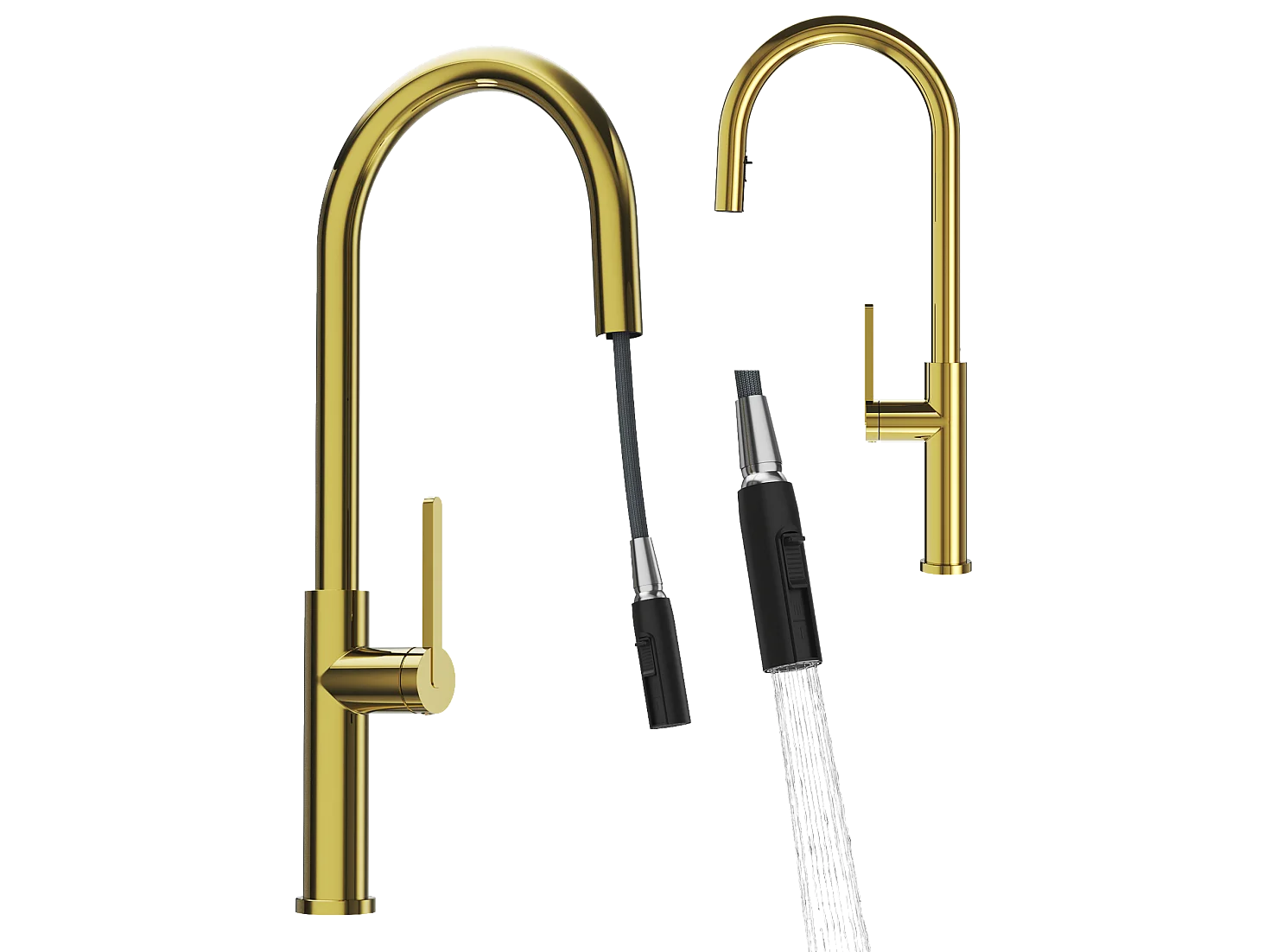 MITIGEUR DE CUISINE AVEC DOUCHETTE EXTRACTIBLE GOLD HIGH PRATI ROBINET DOUBLE FONCTION