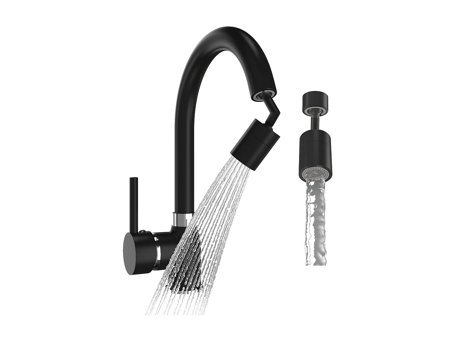 MITIGEUR DE CUISINE AÉRATEUR NOIR ROBINET RÉGLABLE