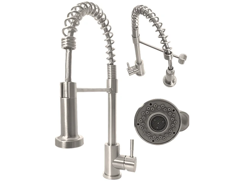 ROBINET DE CUISINE INOX BROSSÉ ROBINET D'ÉVIER MODERNE SANTO