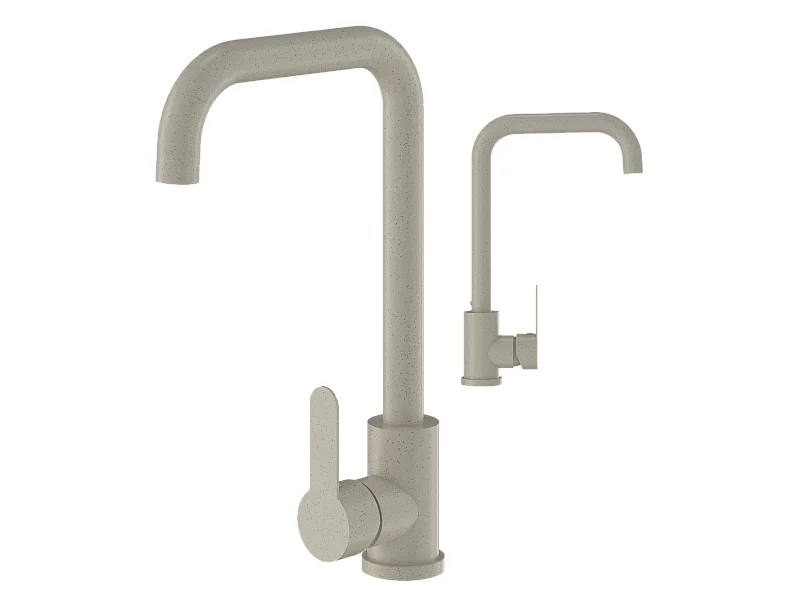 Evier de cuisine beige robinet arrondi acier 85111831