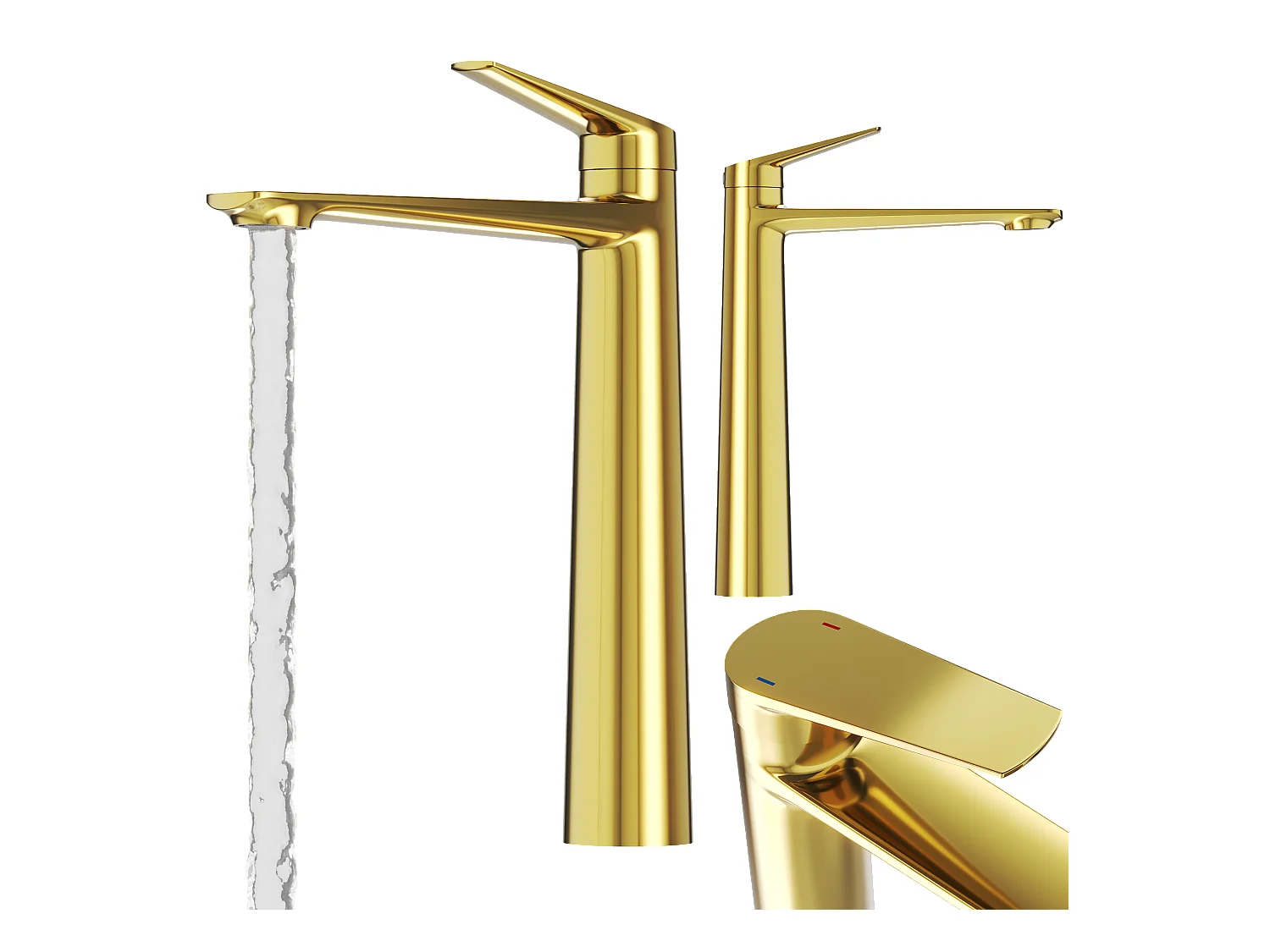 MITIGEUR LAVABO OR SALLE DE BAIN LAITON HAUT ROBINET SUR PIED NAVE