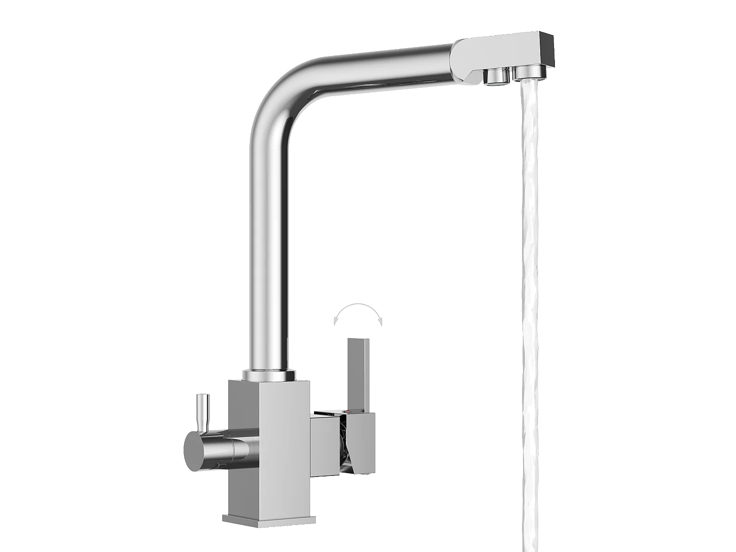 Robinet de cuisine à trois voies pour filtre à eau NODE chrome spout filter