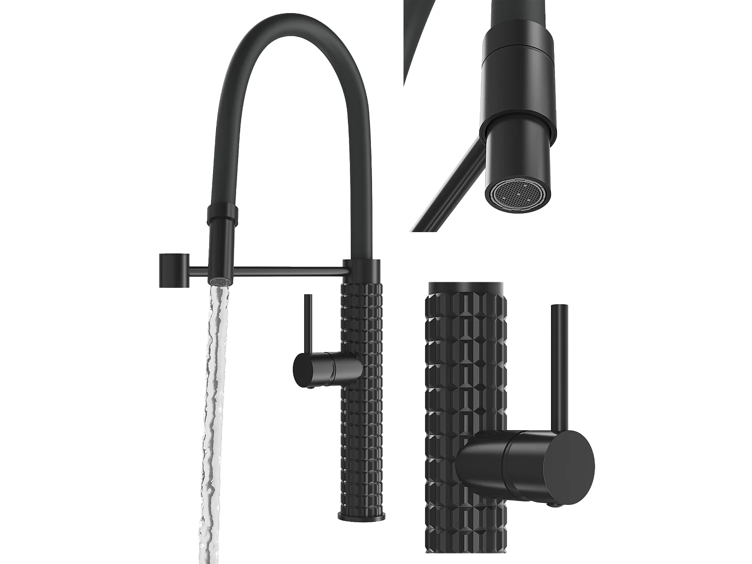 ROBINETTERIE DE CUISINE AVEC BEC FLEXIBLE NOIR ROBINET D'ÉVIER MODERNE FANO