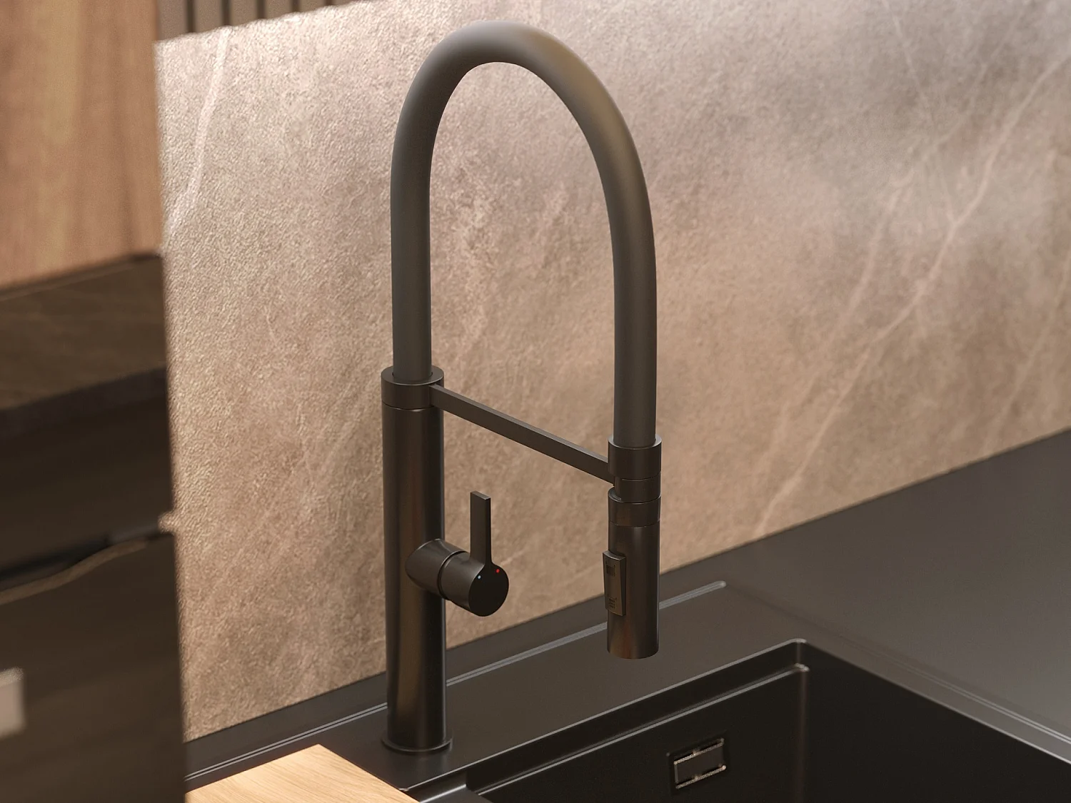 FULL CZARNA BATERIA KUCHENNA Z WYCIĄGANĄ WYLEWKĄ